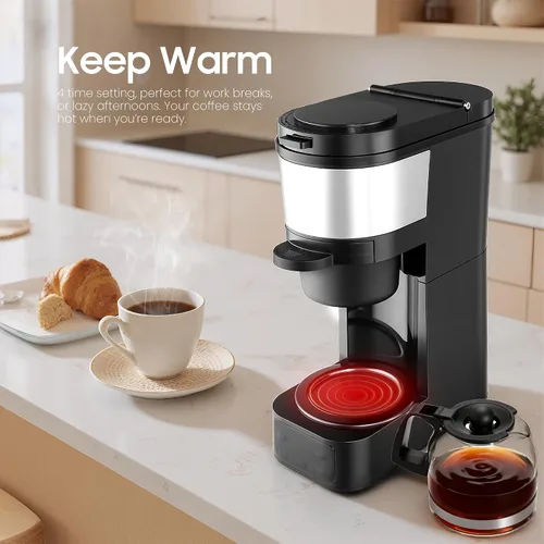 Miniatura 6 de ATSENT Cafetera de Moler y Preparar Café, Cafetera de Goteo con Molinillo Integrado, Máquina de Café Programable de 5 Tazas con Intensidad
