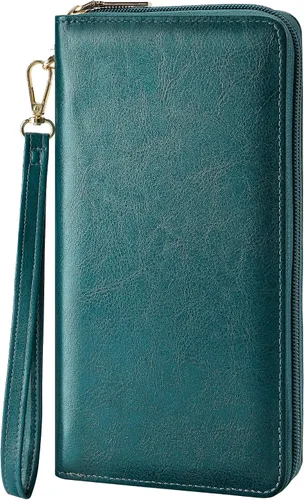 Miniatura 20 de Chelmon - Monedero para mujer de cuero genuino con bloqueo de señal RFID, para tarjetas de crédito