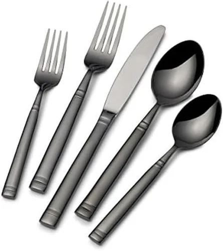 Miniatura 9 de Towle Living Satin Wave - Juego de cubiertos de acero inoxidable forjado de 20 piezas, servicio para 4