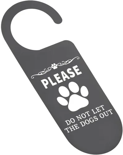 Miniatura 3 de CENWA 2 letreros divertidos para colgar en la puerta con texto en inglés «Please Don' t Let The Cats/Dogs Out», «Please Do Not Disturb», decoración
