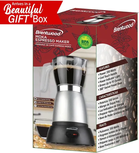 Miniatura 7 de Brentwood TS-119BK Máquina eléctrica inalámbrica de 550 vatios para café expreso, 6 porciones (negro)