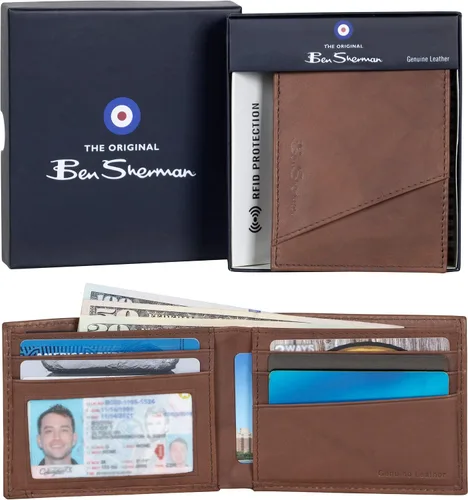 Miniatura 5 de Ben Sherman Men's Manchester Slim Bifold Full-Grain Leather RFID Minimalist Gift Box Wallet