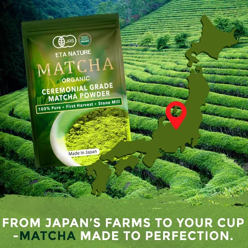 Miniatura 7 de ETANATURE Polvo orgánico de matcha de grado ceremonial, polvo de té verde matcha japonés de primera calidad, certificado USDA y JAS, primera cosecha