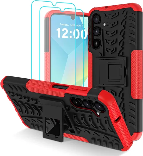 Miniatura 13 de para Samsung Galaxy A15 5G Funda con protector de pantalla de 2 paquetes, grado militar a prueba de golpes, cubierta acolchada resistente con Negro