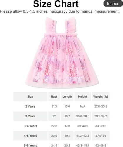 Miniatura 7 de PATPAT Vestido tutú para niña pequeña, vestidos florales de malla