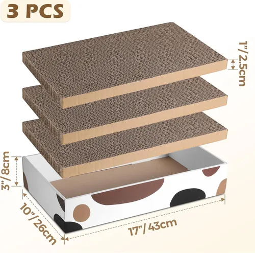 Miniatura 2 de ComSaf Cartón rascador para gatos para interiores, caja de repuesto para gatos de 17 x 10 pulgadas con 3 tablas de rascar reversibles de larga