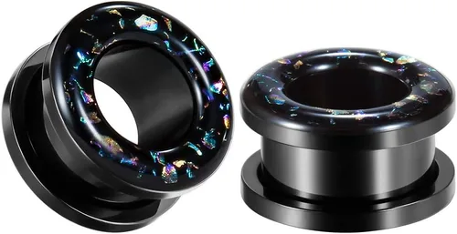 Miniatura 4 de TBOSEN Juego de 6 piezas de túneles de oreja de ajuste de tornillo de moda, calibre de acero inoxidable, expansor, joyería de piercing 0.00 oz-1