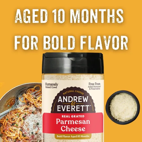 Miniatura 3 de Andrew & Everett Queso parmesano rallado sin hormonas, recipiente de 7 onzas