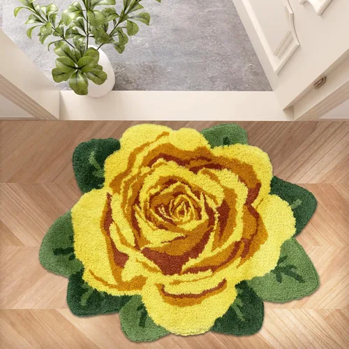 Miniatura 34 de USTIDE Alfombra de girasol esponjosa, alfombra suave y lanuda de flores, hecha a mano, alfombras modernas, lavables, para sala de estar, lavandería