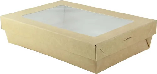 Miniatura 4 de PACKNWOOD 210KRBAK135K - Caja de papel kraft para hornear con tapa de PET, cajas de panadería, cajas de golosinas, cajas de macarrones, cajas
