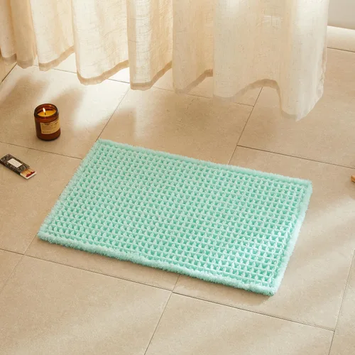 TYUU Tapete de baño estilo gofre, tapete de baño bohemio, antideslizante, lavable, súper absorbente, de secado rápido, bonito tapete de baño para