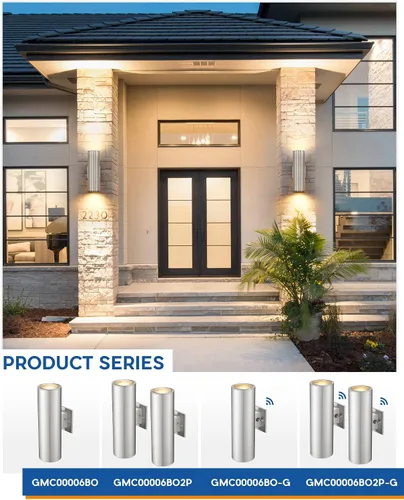 Miniatura 5 de TENGXIN Aplique de pared al aire libre del atardecer al amanecer, lámpara de pared con cilindro de acero inoxidable, luces exteriores para casa