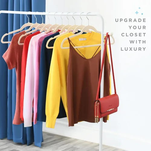 Miniatura 7 de Home-it - Perchas de terciopelo de alta calidad, paquete de 30 perchas antideslizantes para ropa de trajes, color marfil, para armario, chaqueta