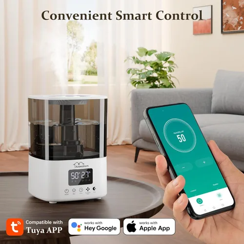 Miniatura 4 de Humidificadores inteligentes para dormitorio, humidificador de aire de niebla fría de 4L de llenado superior para habitación grande, control de Gris