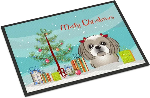 Miniatura 183 de Caroline's Treasures BB1616MAT - Tapete para puerta delantera de árbol de Navidad y sabueso afgano de 18 x 27 pulgadas, para interiores