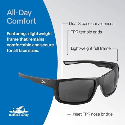 Miniatura 5 de Bullhead Safety Amberjack - Gafas de seguridad con lentes antiniebla y resistentes a los arañazos, gafas protectoras de policarbonato con protección