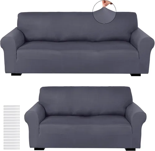 Miniatura 17 de Peryiter Juego de 2 fundas para sofá de dos plazas Fundas para muebles para sala de estar para sofá, sillón, ajuste elástico, a prueba de arrugas