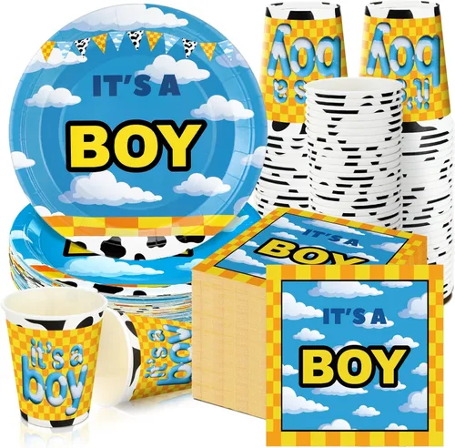 Miniatura 9 de Hushee 200 piezas de platos de papel, servilletas y vasos florales para baby shower, juego de vajilla para fiesta de baby shower, vasos y Rosa