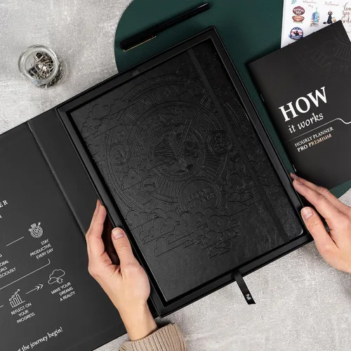 Miniatura 6 de Legend Hourly Planner PRO Premium – Agenda sin fecha con ranuras de tiempo – Organizador personal semanal, mensual y diario, A4 (negro)