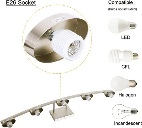 Miniatura 4 de Lámpara de tocador de níquel cepillado de 4 luces con pantalla de vidrio blanco para baño sobre espejo, 31.5 pulgadas