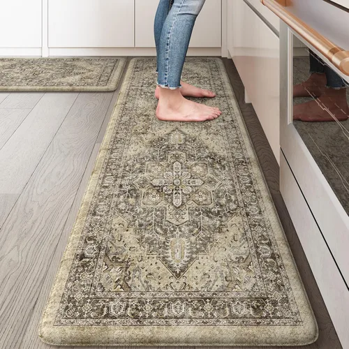 Miniatura 63 de KIMODE Alfombra de Cocina Antifatiga 2 Piezas, Alfombras de Cocina Antideslizantes e Impermeables, Alfombra de Cocina de Estilo Rústico en Gris