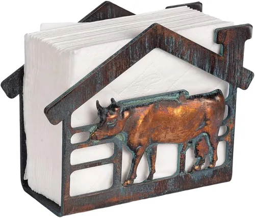 Miniatura 5 de Mini servilletero de metal para mesa, servilleteros rústicos de granja para servilletas de papel, toallas de papel de cobre antiguo, dispensador