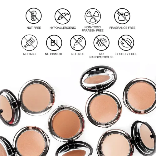 Miniatura 6 de bellapierre Base mineral compacta SPF 15, maquillaje natural vegano y libre de crueldad, base mate de cobertura completa, hipoalergénica, sin aceite