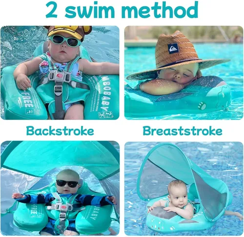 Miniatura 4 de Mambobaby Flotador con Toldo y Cola Nuevo Mejorado Flotador de Piscina No Inflable para Bebé Flotador de Natación Mambo Entrenador de Natación Tela