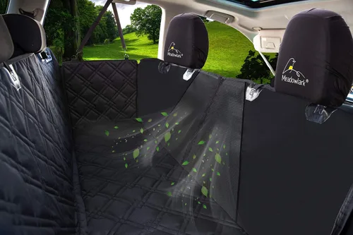 Miniatura 9 de Meadowlark Funda de asiento de coche prémium para perro con ventana de malla, antideslizante, repelente al agua para mascotas y camiones