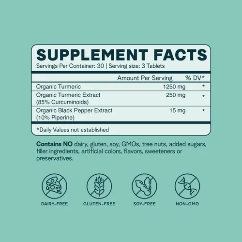Miniatura 2 de Ora Organic Curcumina de cúrcuma con piperina, extractos puros para el estrés articular y la salud cardiovascular, apoya la función cognitiva