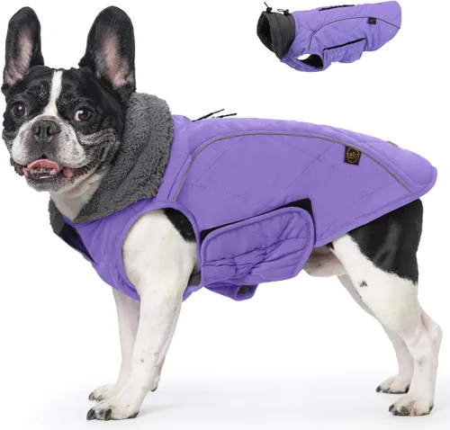 Miniatura 14 de EMUST Chamarras para perros, talla pequeña/mediana/grande, abrigo de invierno para perros grandes, azul oscuro, XL