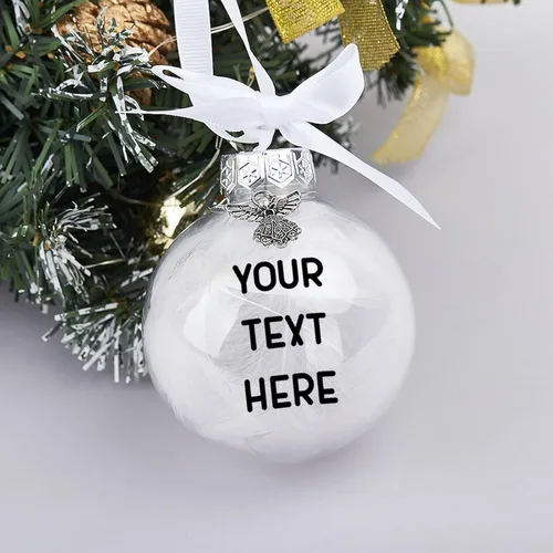 Miniatura 3 de Adorno redondo personalizado para decoración del árbol de Navidad, nombre de texto personalizado, adorno de bola de Navidad, recuerdo personalizado
