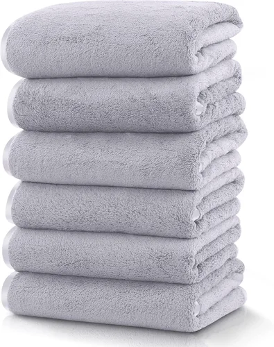 Miniatura 44 de TENSTARS Toallas de baño de seda con dobladillo para baño en liquidación - 27 x 55 pulgadas, ligeras, finas y de secado rápido, toalla absorbente