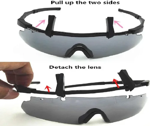 Miniatura 6 de GALAXYLENSE ICE - Gafas tácticas de combate para hombres, gafas de disparo, gafas de caza, lentes de repuesto de 3 colores Negro