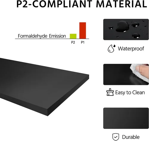 Miniatura 4 de Yaheetech - Mesita de noche con cajones, mesa auxiliar de cabecera con 3 cajones y base resistente, mesa de acento de madera con espacio de Negro