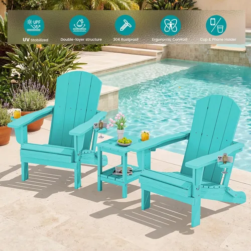 Miniatura 7 de SERWALL - Silla Adirondack con portavasos - Sillas Adirondack de composite HDPE para exteriores, uso para todo tipo de clima - Aruba Café