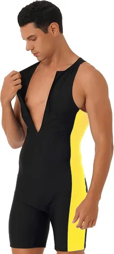 Miniatura 14 de XUNZOO Mens One Piece Sleeveless Front Zipper Color Block Swimwear Bodysuit Wetsuit Sports Wear