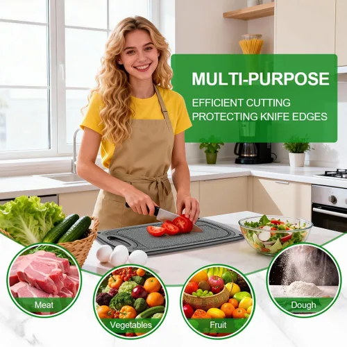 Miniatura 7 de Viretang Tabla de cortar pequeña de acero inoxidable apta para lavavajillas, tablas de cortar reversibles de doble cara para cocina, tabla de cortar