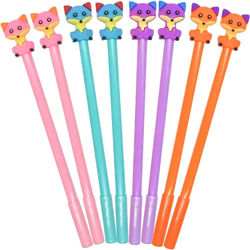 12 Uds Kawaii Fox Bolígrafos Novedad Animal Gel Pen Foxes Pen 0.020 in Tinta Negra Para La Escuela Casa Oficina Papelería Tienda