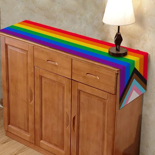 Miniatura 3 de Nepnuser Camino de mesa rústico arcoíris para el mes del orgullo de junio, decoración de fiesta LGBTQ+, de lino, granja, hogar, comedor, cocina