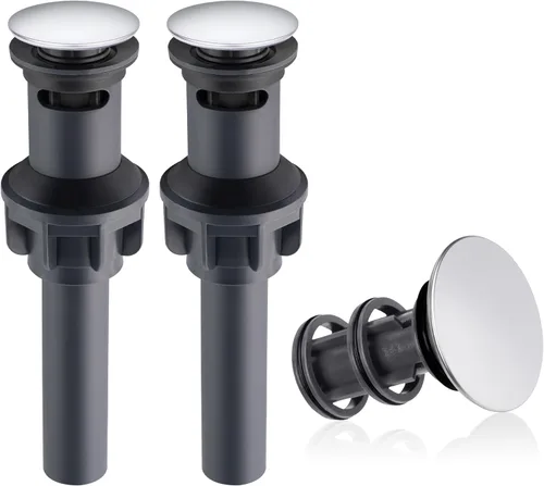 Miniatura 11 de Hibbent Paquete de 2 Desagües de Lavabo de Baño de Metal con Rebosadero, Tapón Emergente Desmontable, Colador de Lavabo de Tocador de Acero Acabado