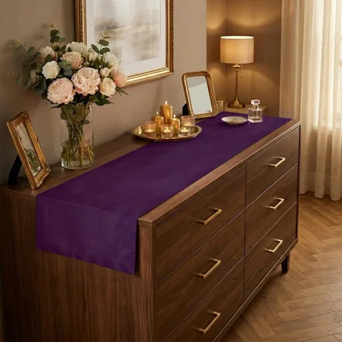 Miniatura 30 de Luxe Shine™ by D'Moksha - Camino de mesa negro de 36 pulgadas, elegante camino de mesa de seda, lavable a máquina, 14 x 36 pulgadas para tocador