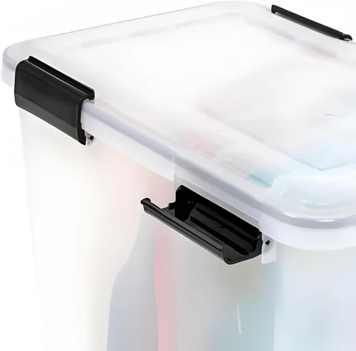 Miniatura 9 de IRIS USA - Contenedor organizador de plástico hermético para almacenamiento, 46.6 cuartos de capacidad, con tapa duradera, sello y hebillas