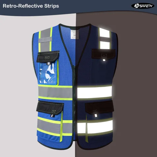 Miniatura 2 de JKSafety Hi Vis Chalecos de Seguridad Reflectantes para Hombres y Mujeres Chaleco de Alta Visibilidad con Bolsillos Construcción de Tela de Malla