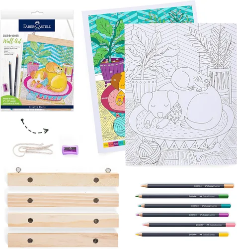 Faber-Castell Colorear por números - Arte de pared para padres de mascotas, colorear por números para adultos con lápices de colores para adultos,