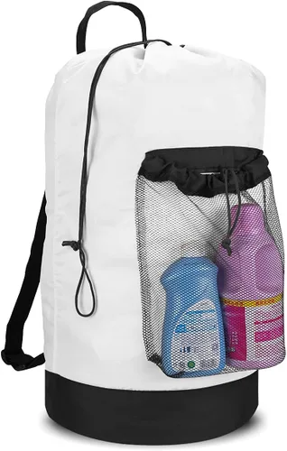 Miniatura 16 de Dalykate Mochila Bolsa para Lavandería, Mochila para Lavandería con Correas para el Hombro y Bolsillo de Malla, Bolsa Cesto para Ropa de Nailon