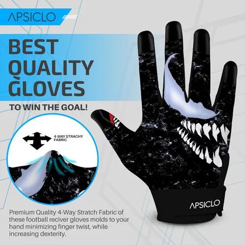 Miniatura 5 de Guantes de fútbol adhesivos para receptores con agarre de silicona, tallas para jóvenes y adultos