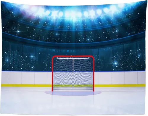 Miniatura 5 de BELECO Telón de fondo de estadio de hockey sobre hielo de 5 x 3 pies, portería de hockey, arena, escenario, juegos, aficionados, hockey