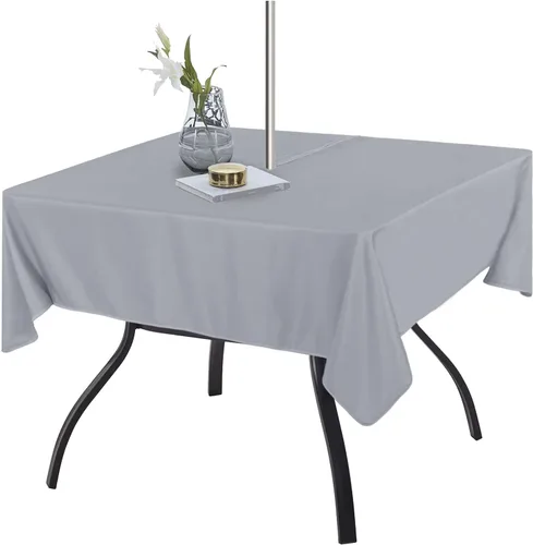 Miniatura 8 de Fitable Cubierta de Mesa Ovalada Oblonga para Exteriores e Interiores - Mantel Lavable Impermeable Sin Arrugas con Cremallera y Orificio para Beige