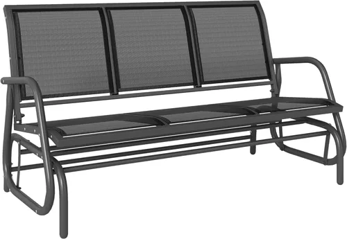 Outsunny - Banco columpio para patio de 3 plazas, columpio de porche para exterior con 3 asientos, tela de malla transpirable, estructura de metal,